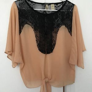 BKE Lacey tie front shirt